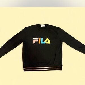 Fila Black Crewneck with Logo Tag